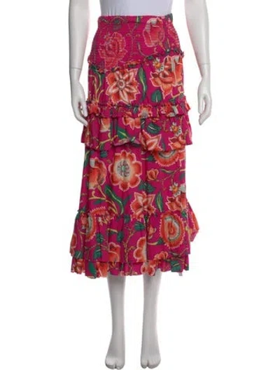 Pre-owned Love The Label Floral Print Midi Length Skirt In Pink