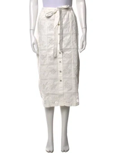 Pre-owned Love The Label Floral Print Midi Length Skirt In White