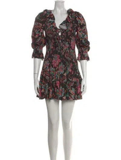 Pre-owned Love The Label Floral Print Mini Dress In Black