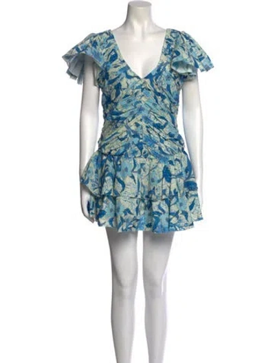 Pre-owned Love The Label Floral Print Mini Dress In Blue