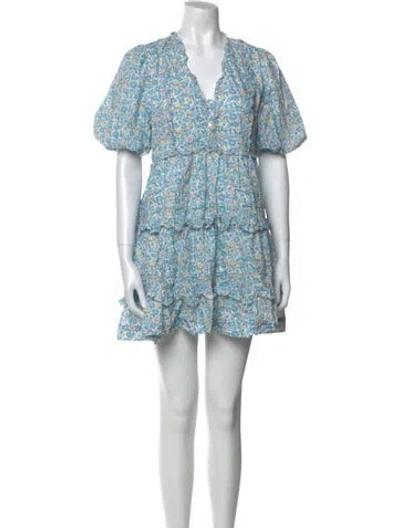 Pre-owned Love The Label Floral Print Mini Dress In Blue