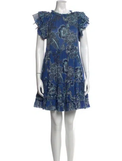 Pre-owned Love The Label Floral Print Mini Dress In Blue