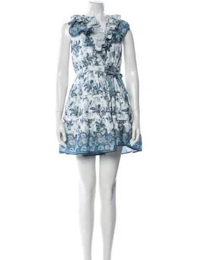Pre-owned Love The Label Floral Print Mini Dress In Blue
