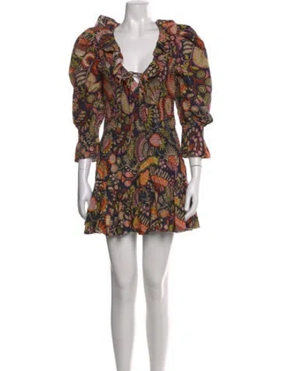 Pre-owned Love The Label Floral Print Mini Dress In Blue
