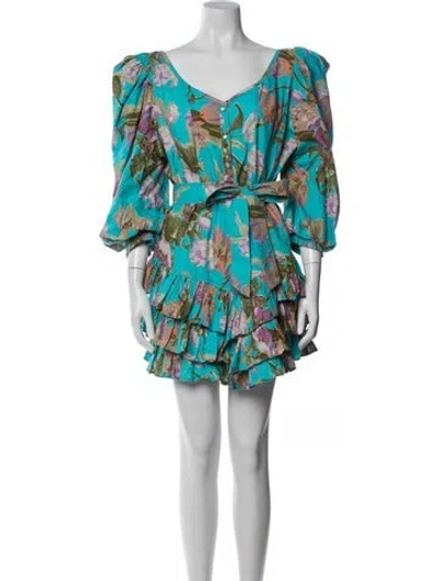 Pre-owned Love The Label Floral Print Mini Dress In Blue