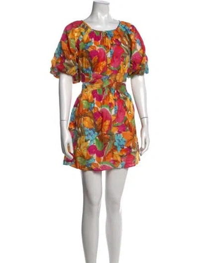Pre-owned Love The Label Floral Print Mini Dress In Blue