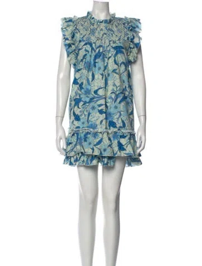 Pre-owned Love The Label Floral Print Mini Dress In Blue