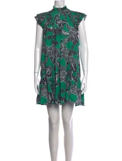 Pre-owned Love The Label Floral Print Mini Dress In Green