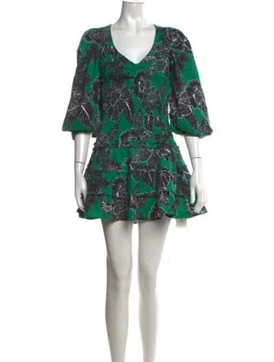 Pre-owned Love The Label Floral Print Mini Dress In Green