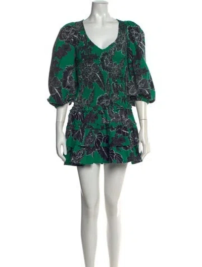 Pre-owned Love The Label Floral Print Mini Dress In Green
