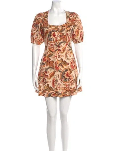 Pre-owned Love The Label Floral Print Mini Dress In Neutral