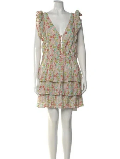 Pre-owned Love The Label Floral Print Mini Dress In Neutral