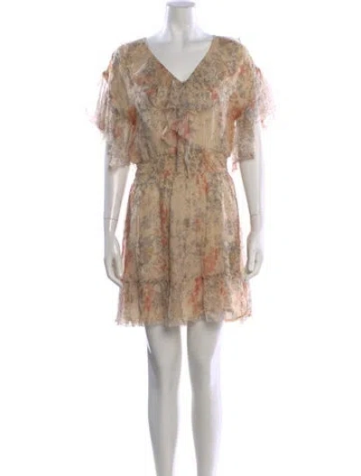 Pre-owned Love The Label Floral Print Mini Dress In Neutral
