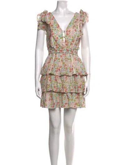Pre-owned Love The Label Floral Print Mini Dress In Neutral