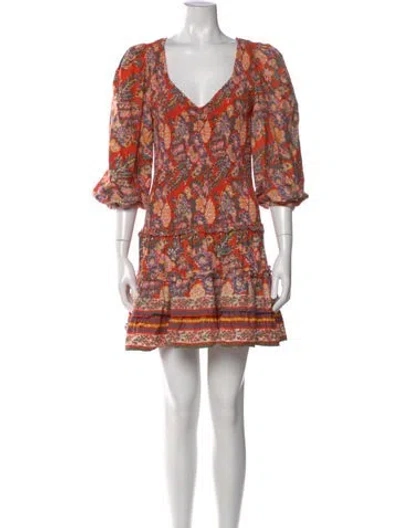Pre-owned Love The Label Floral Print Mini Dress In Orange