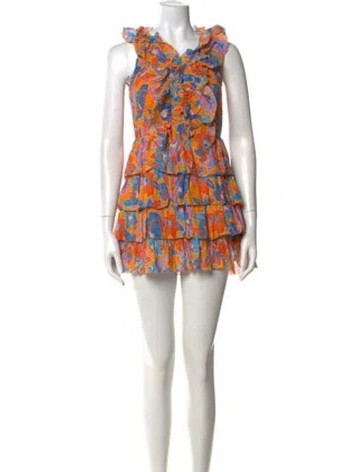 Pre-owned Love The Label Floral Print Mini Dress In Orange