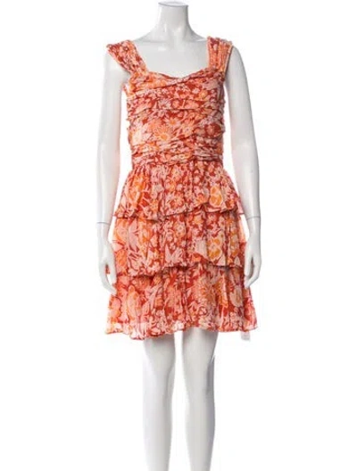 Pre-owned Love The Label Floral Print Mini Dress In Orange