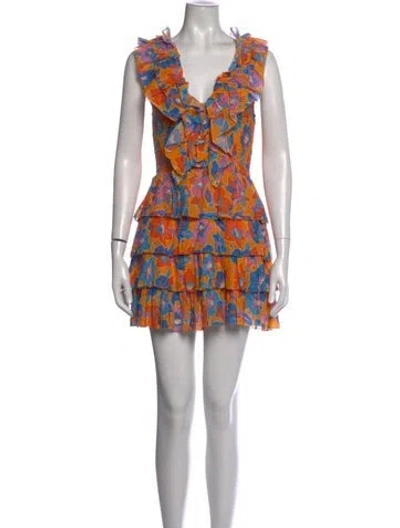 Pre-owned Love The Label Floral Print Mini Dress In Orange