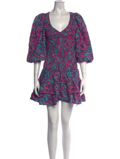 Pre-owned Love The Label Floral Print Mini Dress In Purple