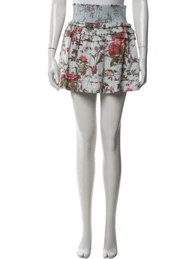 Pre-owned Love The Label Floral Print Mini Skirt In Blue