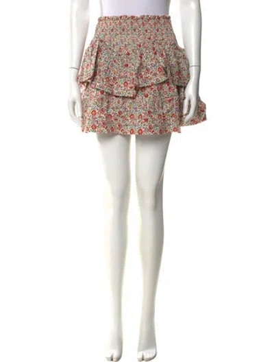 Pre-owned Love The Label Floral Print Mini Skirt In White