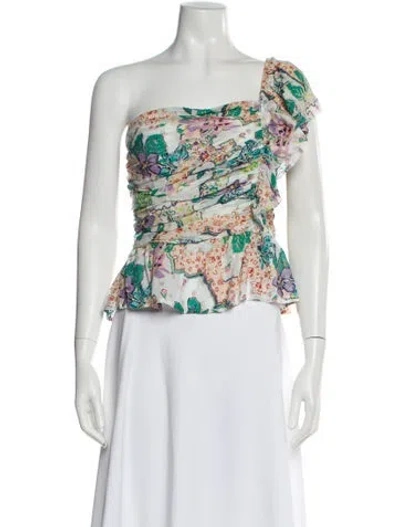 Pre-owned Love The Label Floral Print One-shoulder Blouse In Multi