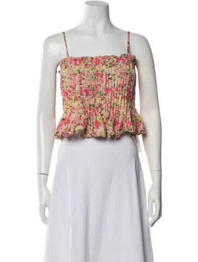 Pre-owned Love The Label Floral Print Square Neckline Top In Multi