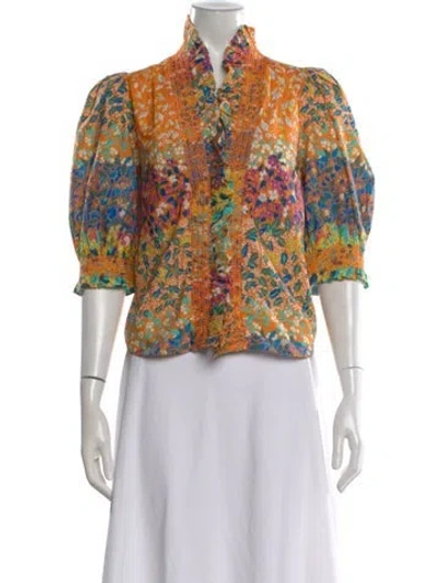 Pre-owned Love The Label Floral Print Three-quarter Sleeve Blouse In Multi