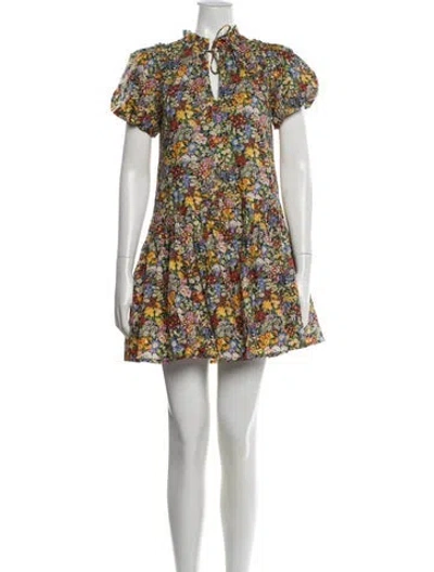 Pre-owned Love The Label Floral Print Tie Neck Blouse In Multi