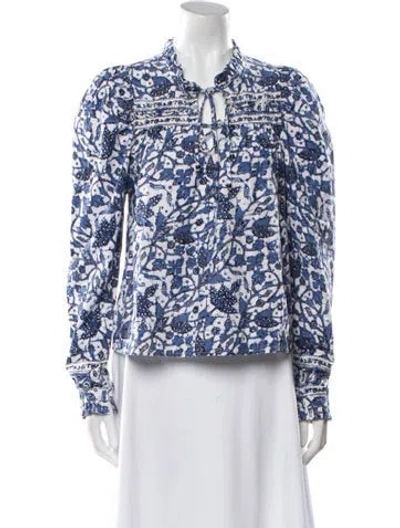 Pre-owned Love The Label Floral Print Tie Neck Button-up Top In Multi