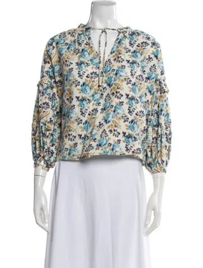 Pre-owned Love The Label Floral Print V-neck Blouse