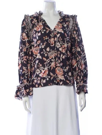 Pre-owned Love The Label Floral Print V-neck Blouse In Multi