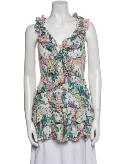 Pre-owned Love The Label Floral Print V-neck Blouse In Multi