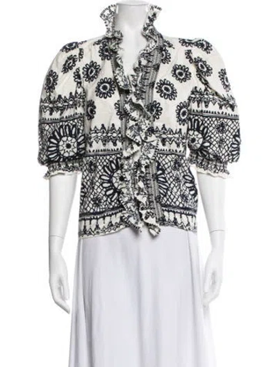 Pre-owned Love The Label Floral Print V-neck Blouse In Multi