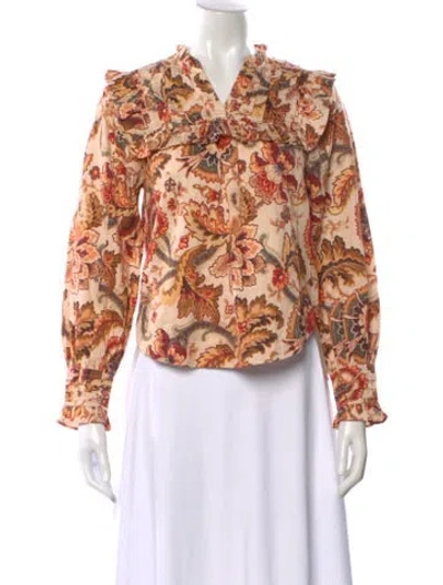 Pre-owned Love The Label Floral Print V-neck Blouse In Multi