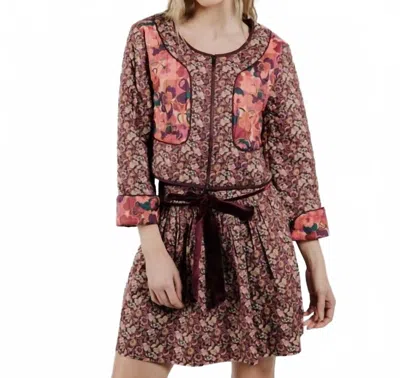 Love The Label Floral Quilted Jacket In Pippa's Symphony Red Liberty Print In Multi