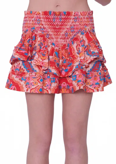 Love The Label Georgianna Skirt In Jupiter Print Orange In Red