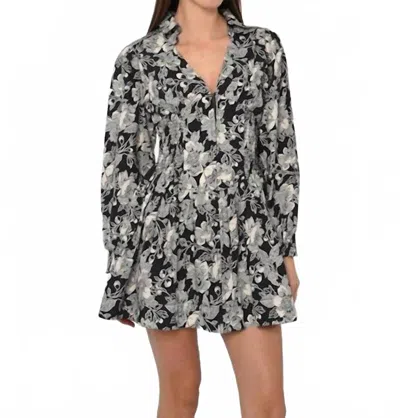 Love The Label Gia Mini Dress In Moonlit Floral Print In Gray