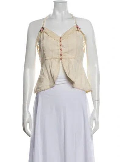 Pre-owned Love The Label Halterneck Sleeveless Top In White