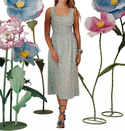 Love The Label Heidi Midi Dress In Mrs Stonely Blue In Multi