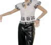Love The Label Iridessa Top In Ivory In Gray