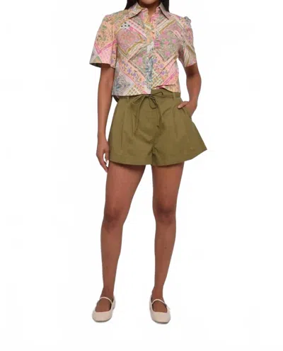 Love The Label Jamie Button Front Top In Rosabelle Patchwork In Multi