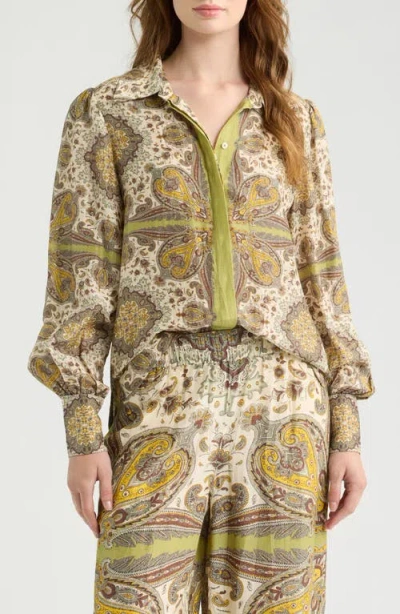 Love The Label Joie Paisley Button-front Shirt In Kaleidoscope Scarf Print
