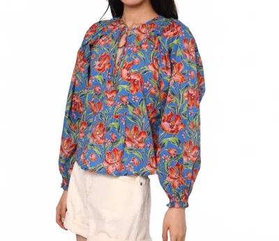 Love The Label Julie Puff Sleeve Top In Archive Tulip Liberty Print In Multi