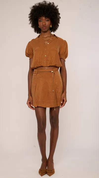 Love The Label Katie Mini Skirt In Cognac