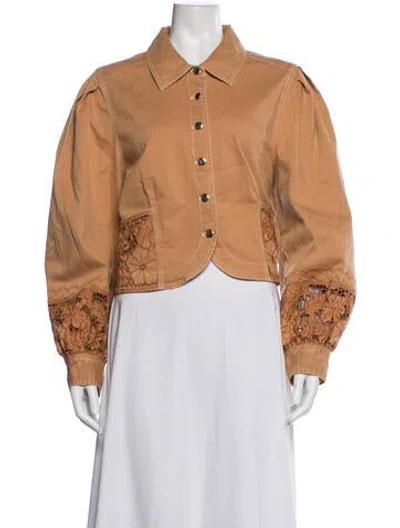 Pre-owned Love The Label Lace Pattern Jacket In Brown