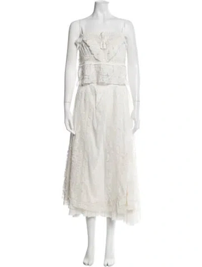 Pre-owned Love The Label Lace Pattern Lace Trim Embellishment Skirt Set W/ Tags In Neutrals