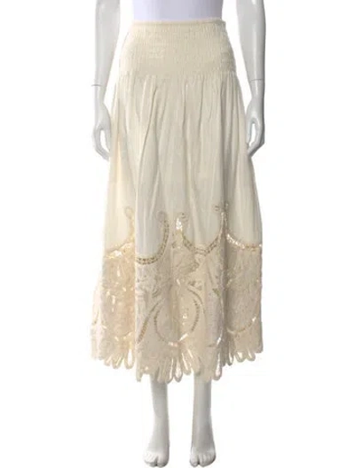 Pre-owned Love The Label Lace Pattern Long Skirt In Neutral