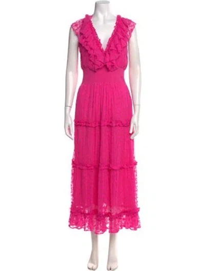Pre-owned Love The Label Lace Pattern Midi Length Dress In Pink