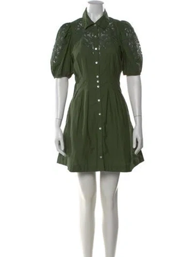 Pre-owned Love The Label Lace Pattern Mini Dress In Green